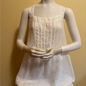 NWT Kleen White Lightweight Sleeveless Pleated Top Small